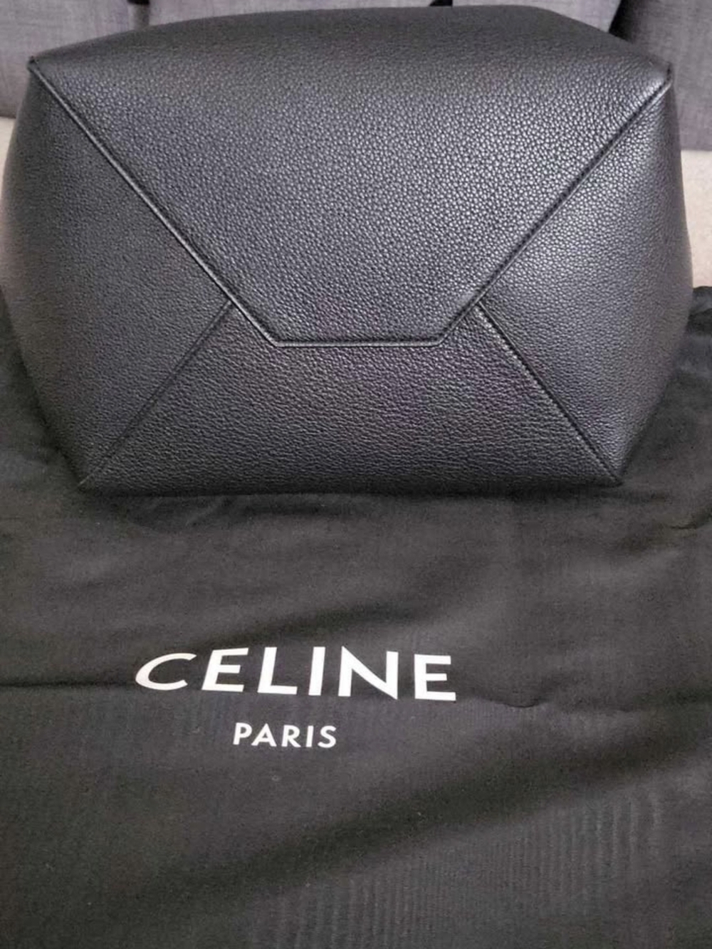 Celine Black Pebbled Leather Knot-Front Tote - Picture 3 of 6